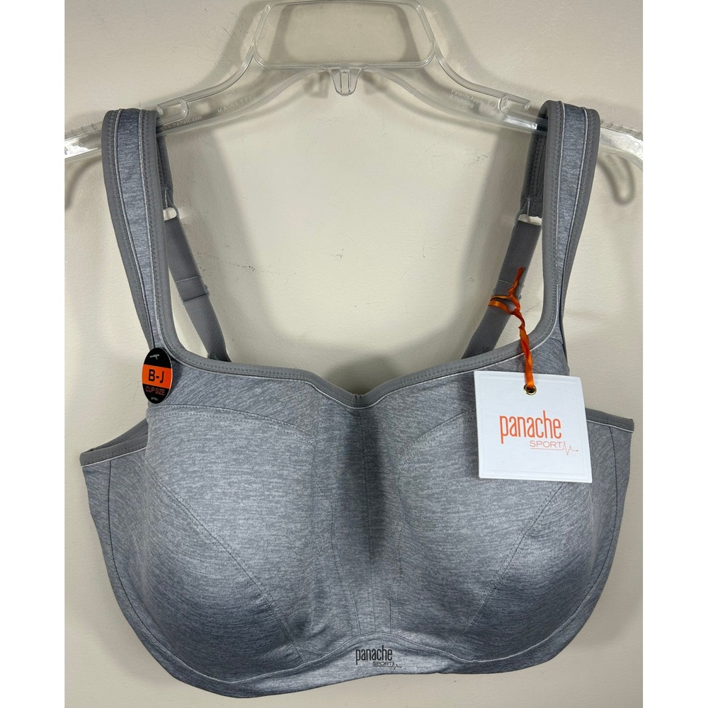 Panache Sports Bra Sz 40GG Grey Marl Underwire High Impact Workout 5021 NEW